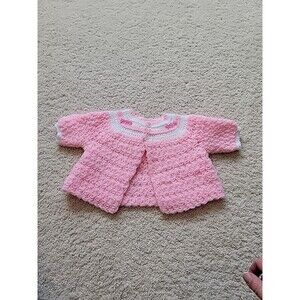 Vintage Handmade Pink And White Baby Girl Sweater 9-12 Months